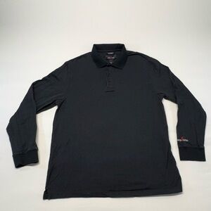 Weir Golf Men’s Long Sleeve Waffle Knit Polo Shirt-Black Size Medium 40